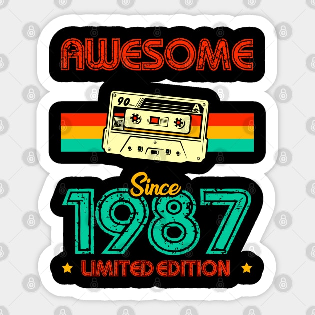 Awesome since 1987 Limited Edition Sticker by MarCreative